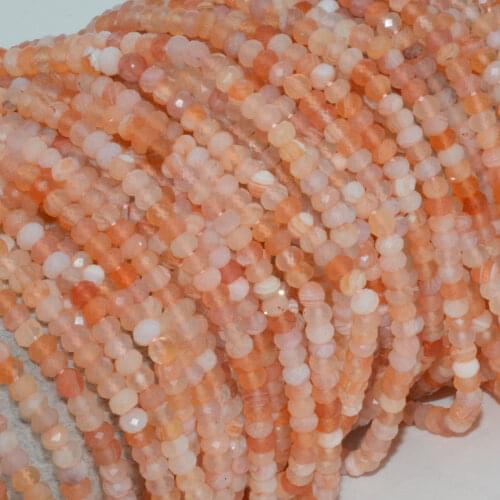 Natural Orange / Peach Botswana Agate Faceted Rondelle Beads 3.8mm, Thickness 2mm-2.5mm