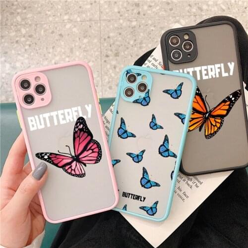 Cute Animal Butterfly Pattern Phone Case For iphone 6s 7 8 Plus SE 2 X XS MAX XR 11 12 Pro Max Hard Matte Shockproof Back Cover
