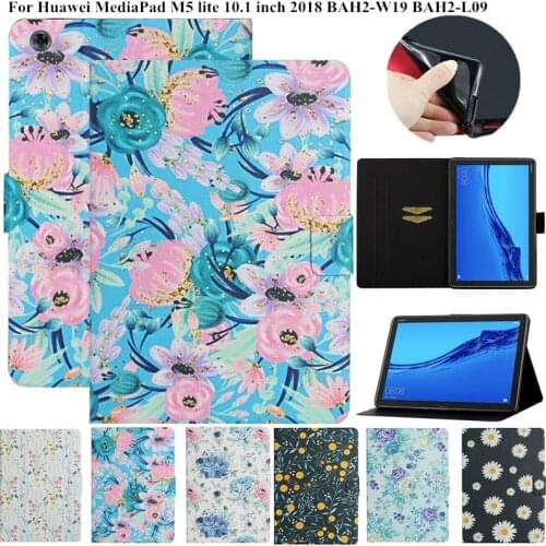 Cute Flower Painted for Huawei MediaPad M5 Lite 10 Case Cover Silicone Inner Shell for Funda Tablet Huawei Media Pad M5 Lite 10