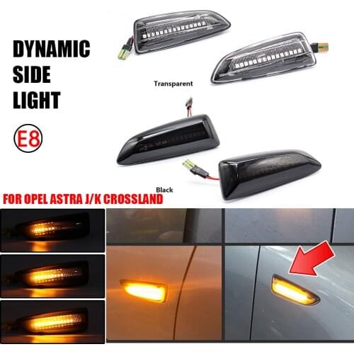 For Opel For Vauxhall Astra J K Crossland X Grandland Insignia B Zafira C LED Dynamic Turn Signal Lamp Side Fender Marker Amber