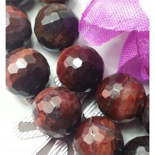 Hot sale Beautiful 10mm faceted red blue tigers eye round loose bead 15 " Wholesale and retail