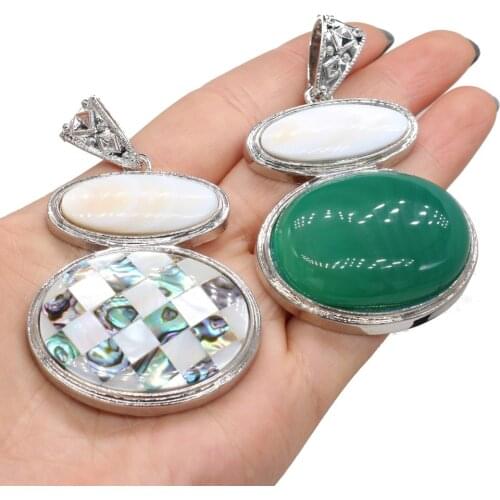 Hot Sale Natural Stone Lapis Lazuli Charms Gourd Shape Abalone Shell Pendant for Women Jewelry Making DIY Necklace Size 45x50mm