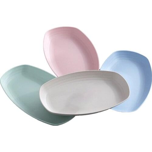 HOT-4-Piece Fish Platter, Wheat Straw Shatterproof Plate, Family Restaurant Kitchen Food Platter