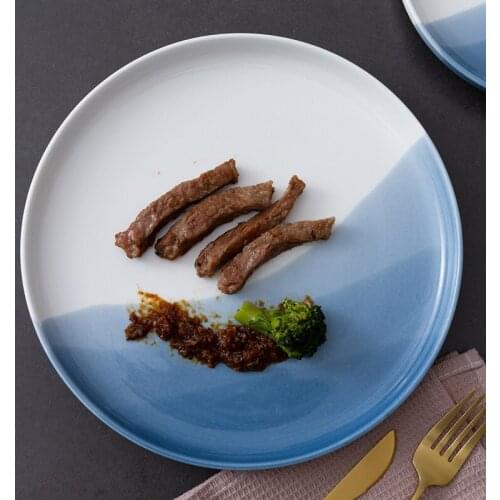 Nordic Dip Ceramic Western Plate Steak Plate Creative Net Red Salad Plate Pasta decorate Plate Dim Sum Plate Dinner plates Disc