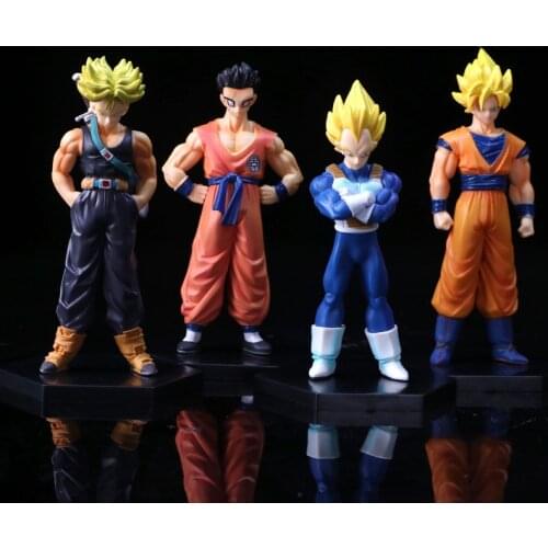 Classic Anime Dragon Ball Super Saiyan Vegeta Goku Action Figure Boxed Decoration Toy Childrens Gift Collection 4-piece Set