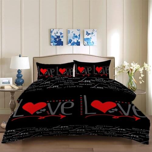 Wedding Lover pattern polyester duvet cover set queen King twin sizes bed linens set double bedclothes bedding set