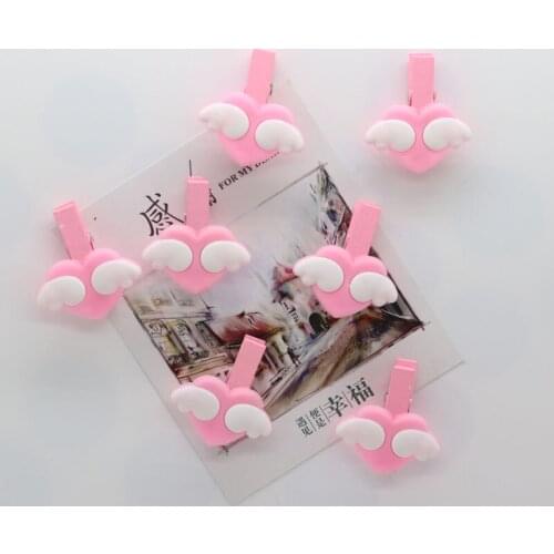 Fridge magnet pink heart clip angel wings kid like whiteoard message paper fixer holder home decoration magnetic sticker creativ