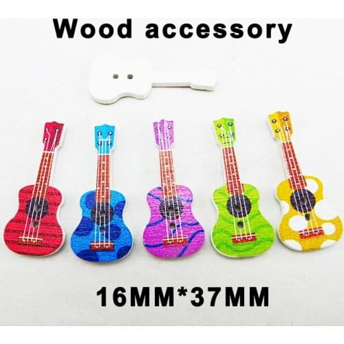 50pcs Fashion Violin Button Decoration Patterns Cartoons Wood Sewing Toy Buttons Scrapbook Charms WCF-473