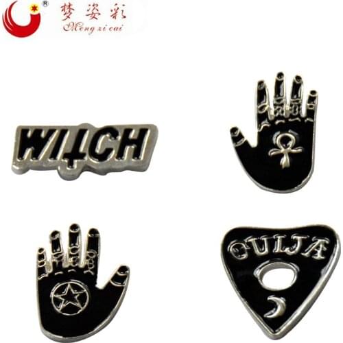 MZC 2019 New Arrival 4pcs/set Acrylic Black Lapel Pin for Male Brooches Alloy Hand Shape Accessories Homme Broches