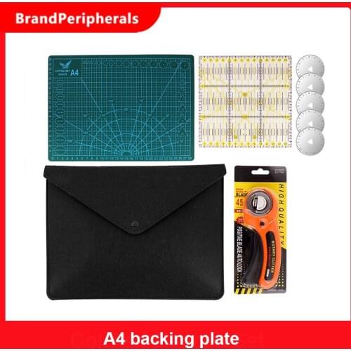 5 in 1 Clothing manual Cutter Set Sewing Craft & Leather Tools 5 Replacement Blades, A4 Cutting Mat, Acrylic Ruler, Black bag