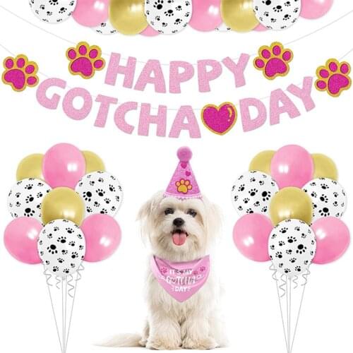 Happy Birthday Banners Set Pet Birthday Party Theme Fashion Balloon Decoration For Home Ornaments Decoration Dogs Cats Supplies