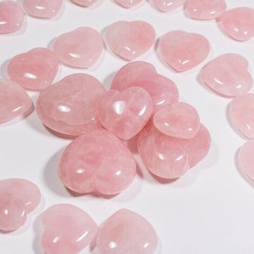 4pcs Natural Pink Rose heart shape Quartz Crystal heart Healing Gemstone 30mm