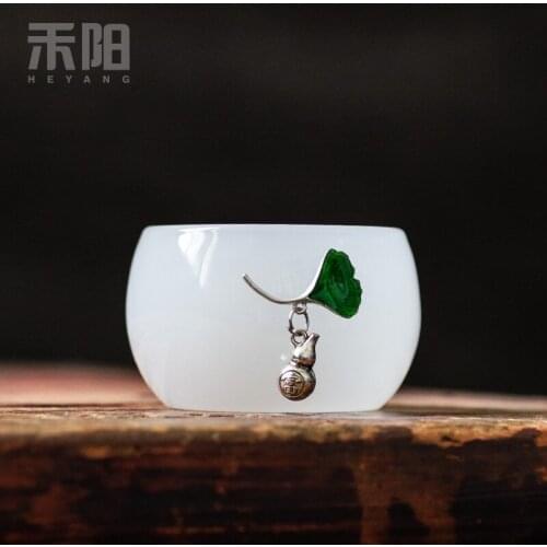Jade porcelain glass tea cups white porcelain tea master glass tea sets upscale home cups