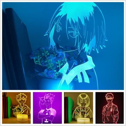Haikyuu 3D Night Light Kozume Tanaka Bokuto Hinata Anime Figure LED Lamp Home Decoration Lampara Bedroom Decor Lighting Manga