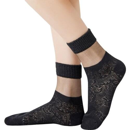 3 Pairs Women Art Socks Japanese Creative Hollow Sexy Crystal Girls Short Sock Meias Calcetines Summer Autumn Sox Hosiery Socks