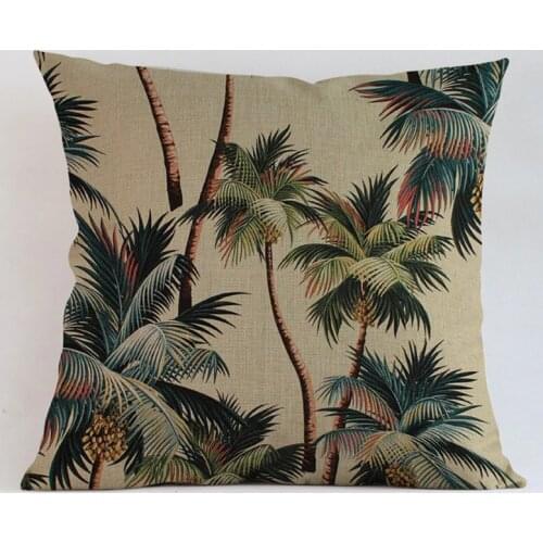 New Hand painted Tropical Plant Leaf Cushion Tropical Palm Tree Throw Pillows 18'' Cotton Linen Bedroom Sofa Chair Decoration