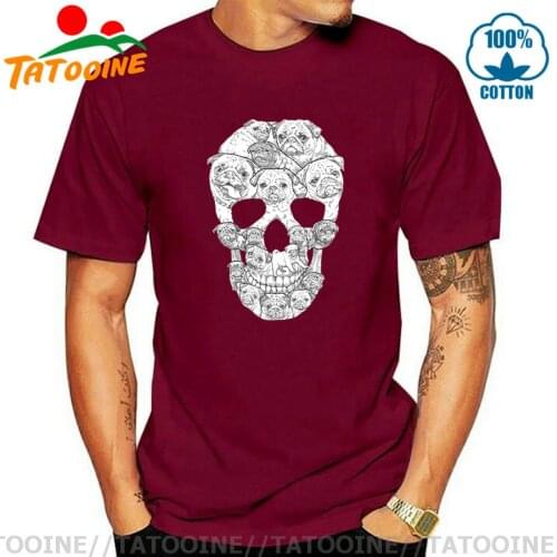 Tatooine Novelty Pug Skull Dog T shirt Short Sleeves Tops Vintage T-Shirt 100% Cotton Mens T Shirts Plus Size O-Neck Tee shirt