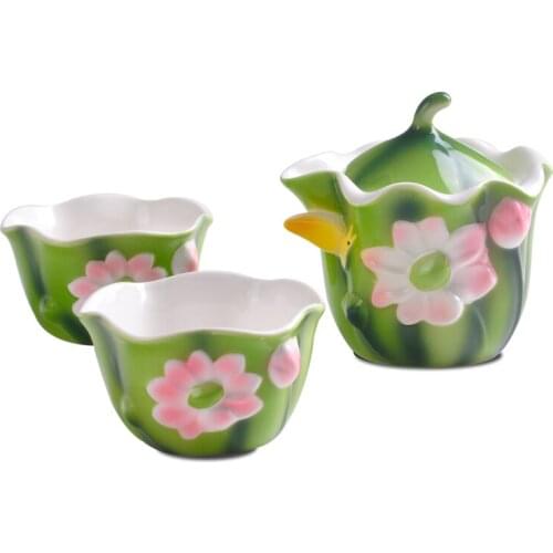 One pot two cups Japanese style tea making utensils household combination ceramic lotus travel portable kungfu tea ware set gift
