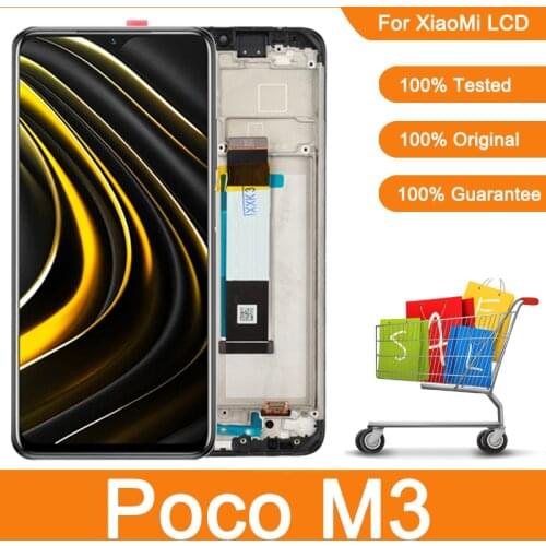 Original 6.53" LCD Screen For Xiaomi Poco M3 LCD Screen Display Touch Panel Digitizer With Frame For Pocophone M3 M2010J19CG