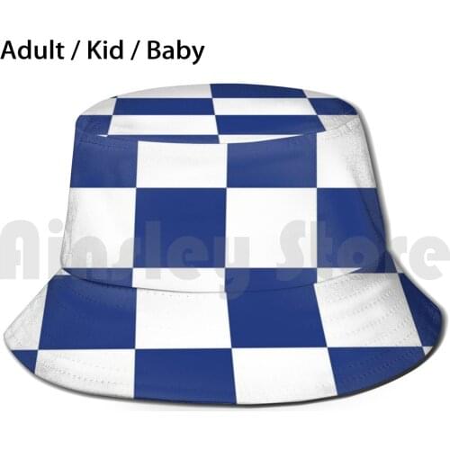 Blue And White Chequer Pattern Bucket Hat Adult kid baby Beach Sun Hats Blue And White Blue White Pattern Chequer