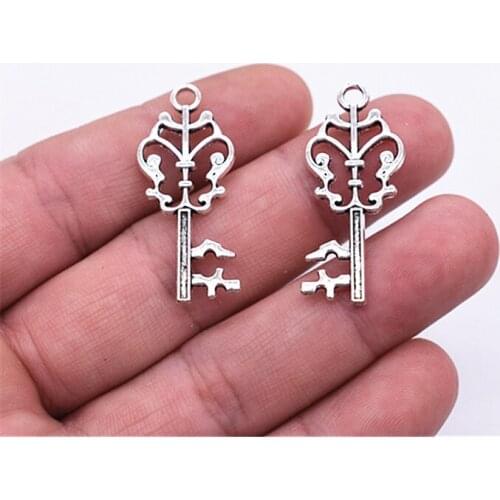 35*20mm 10pcs Antique Silver and Bronze Plated Key Charms Pendant For DIY Necklace Bracelet Jewelry Accessories