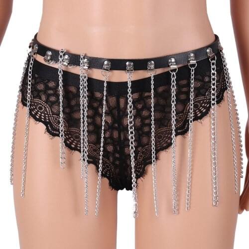 Garters Metal Chain Tassel Accessories Leather Harness Women Underwear Sexy Harajuku Body Bondage Adjust Waist Belt Suspenders