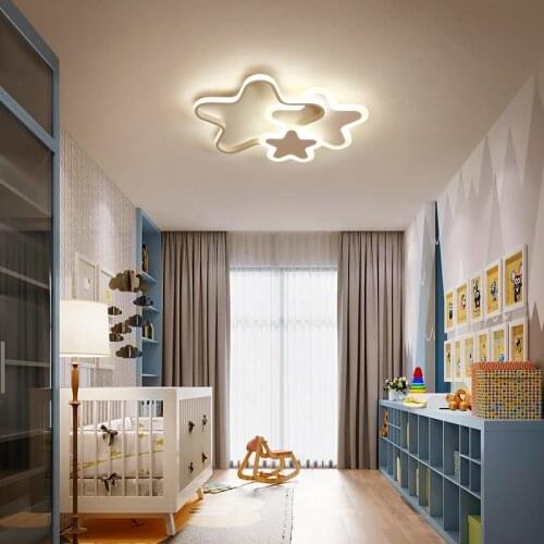 Ceiling Lamp For Childrens Room Kids Baby Study Bedroom Home Modern Creative White Pentagram Led Chandelier Lighting Fixture