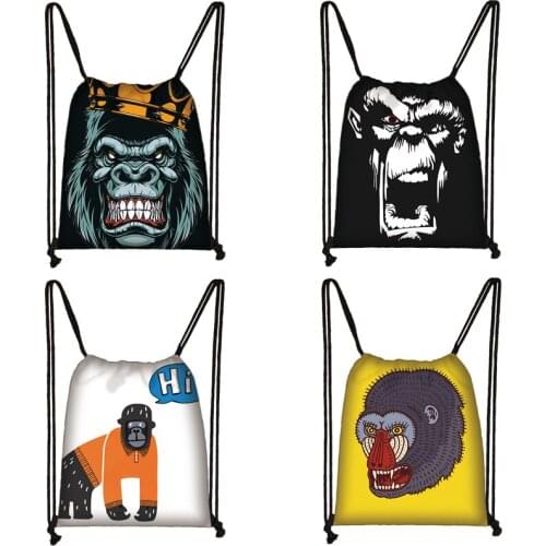 Orangutan Print Drawstring Bag Women Travel Bag Teenager School Bag Brown Girl And Boy Backpack Fashion Female Storage Bags To58