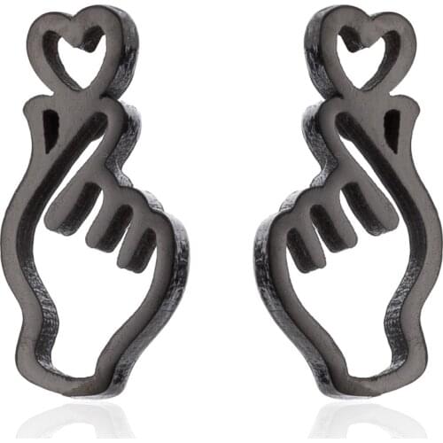 Simple Stainless Steel Heartbeat Mini Stud Earrings for Woman Trend 2020 Minimalist Small Earrings Kpop Fashion Punk Jewelry