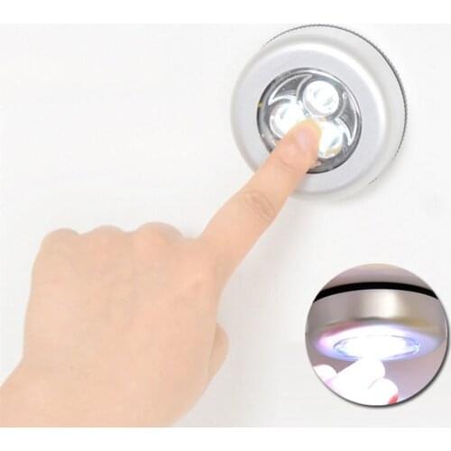 Touch LED Under Cabinet Light 3 LEDs Led Puck Lights Closet Cupboard Showcase Drawer Wardrobe Lamp Battery Operated Night Light