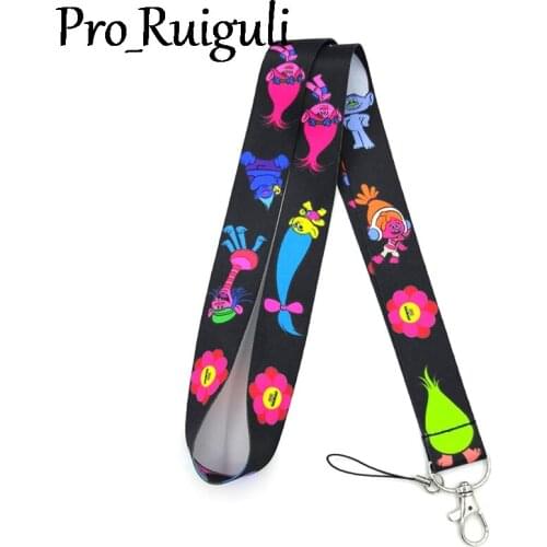 30pcs TROLLS cartoon anime Neck Strap Lanyard keychain Mobile Phone Strap ID Badge Holder Key Chain Keyring cosplay Accessories