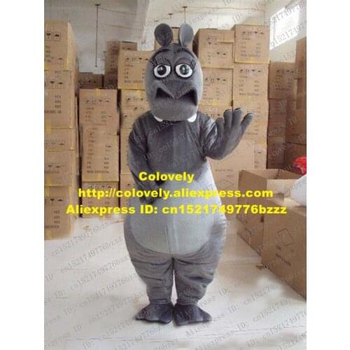 Smart Grey Female Hippo Mascot Costume Mascotte Behemoth Hippopotamus River Horse With Big Eyes Large Nose No.2241 Free Ship