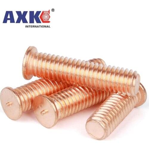 2/50pc M3 M4 M5 M6 M8 M10 Carbon Steel Copper Plated Stud Weld Spot Welding Screw Solder Point Nail Bolt for Capacitor Discharge