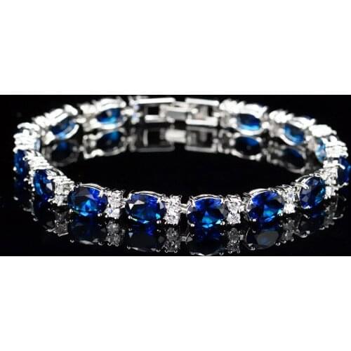 Blingbling AAA Zircon Ladies Bracelet Sapphire Emerald S925 Sterling Silver Bracelet Bride Wedding Luxury Jewelry