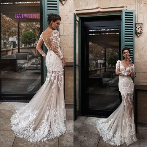 Robe de mariee New arrival Sexy Simlple Wedding Dresses 2021 Mermaid Embroidery Appliques Wedding Gowns vestidos de noiva