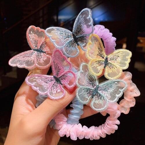 1Pcs New Cute Lace Butterfly Princess Headwear Kids Elastic Hair Bands Children Ropes Girls Hair Accessories Kids Headdress