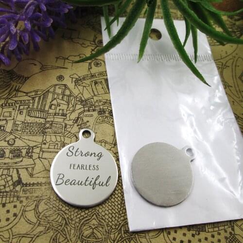 10pcs--"Strong Fearless Beautiful"stainless steel charms 5 styles for choosing DIY Charms for necklace bracelets
