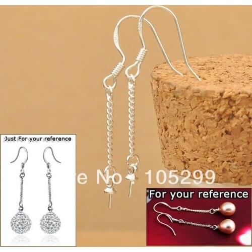 100PCS 925 Sterling Silver Long Chain Hook For Earrings Women Female Jewelry Accessories Wholesale DIY Bijoux for Ladies