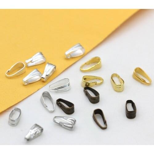 1000p 3x7mm Silver gold Snap Clip Pinch Bail for DIY Necklace Pendant Jewelry Making Clasps Connector Finding wholesale supplies
