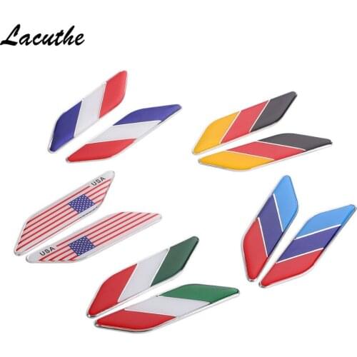 2Pcs 3D Car Sticker Italy Germany USA France Flag Emblem Badge Decal Sticker Car Fender Styling