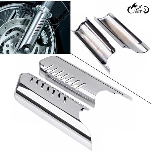 2X Motorcycle ABS Plastic Chrome Fork Lower Leg Deflectors Shield For Harley Dyna Softail Street Bob FXDB FXST FXSTB FXSTC FXDWG