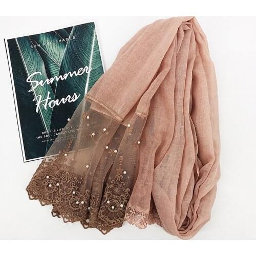 2020 Style Cotton Lace Ladies All-match Scarf Fashion Lace Water Drop Nail Pearl Shawl Four Seasons Decorate Present Scarves