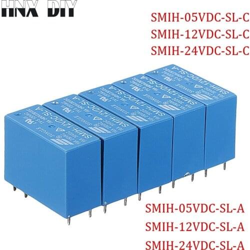 5PCS SMIH-05VDC-SL-C SMIH-12VDC-SL-C SMIH-24VDC-SL-C 05 12 24 V Relays 250V 16A 8PIN SMIH-05V 12V 24VDC-SL-A 6Pin Original Relay
