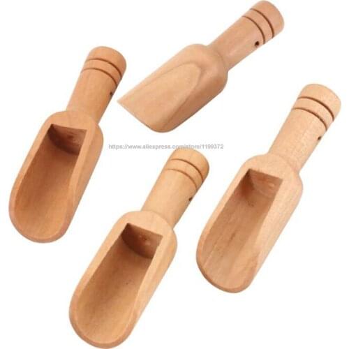 500pcs Mini Wood Wooden Scoops Tea Coffee Spoons Bath Salt Powder Detergent Spoon Candy Laundry Eco Friendly