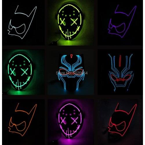 Anime Expro decorative Led Luminous Mask Black Panther Cosplay EL Mask For Glowing Party Halloween Birthday Party
