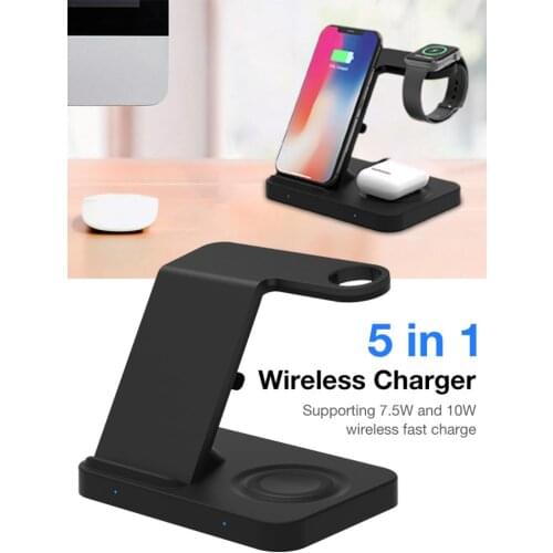 5 In 1 Wireless Charger Dock Station Fast Wireless Charging Bracket Holder For Mobile Phones Universal For IOS For Android