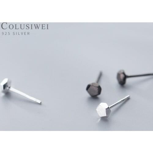 Colusiwei Authentic 925 Sterling Silver Simple Pentagon Tiny Stud Earrings for Women Fashion Geometric Sterling Silver Jewelry