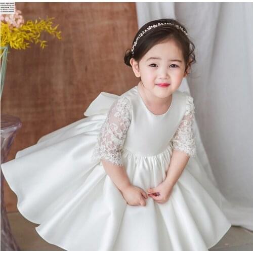 Baby Girl Dress 1st Birthday Outfit Lace Sleeve Newborn Baby Baptism Clothes Tutu Christening Wedding Gown Infant Party Dresses
