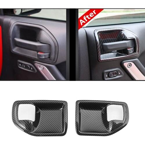K-Car 4PCS Interior Door Handle Bowl Cover Trim Carbon Fiber Style For Jeep Wrangler JK 4 Door 2011-2017