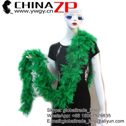 CHINAZP Factory 10yards/lot 80G Cheap Wholesale Dyed Kelly Green Colors Turkey Chandelle Feathers Boas and Scarfs